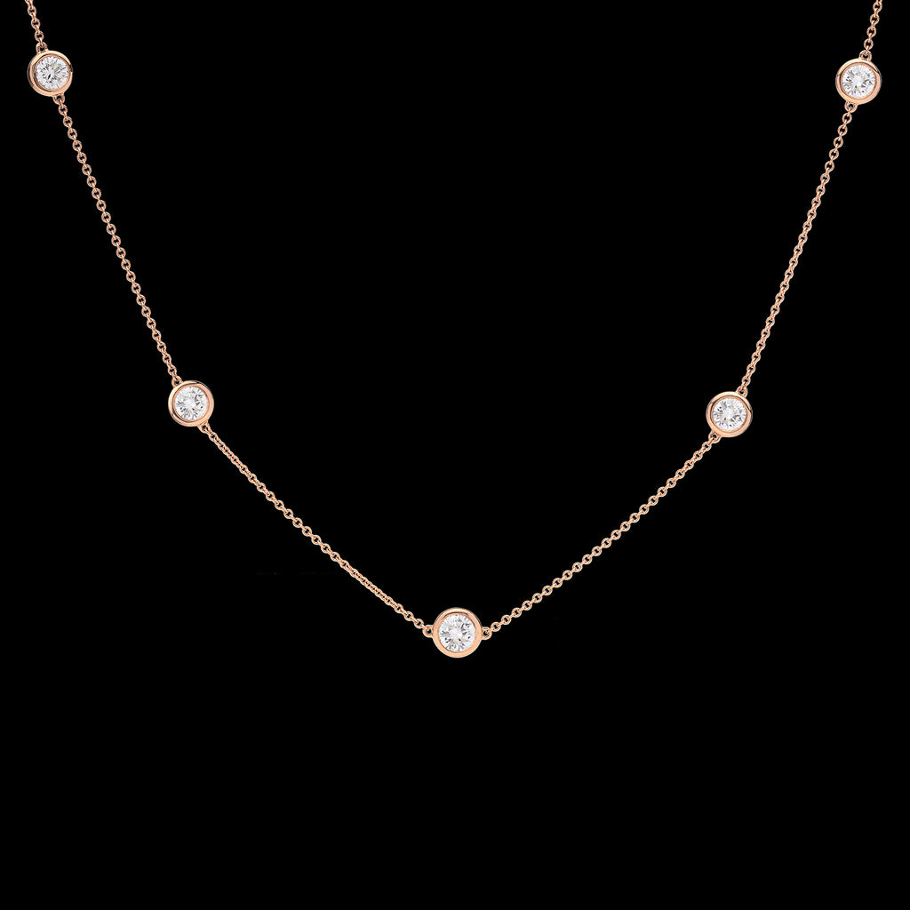 18kt Rose Gold Adjustable Diamonds By The Yard Necklace