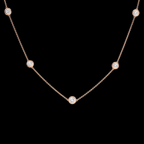 18kt Rose Gold Adjustable Diamonds By The Yard Necklace