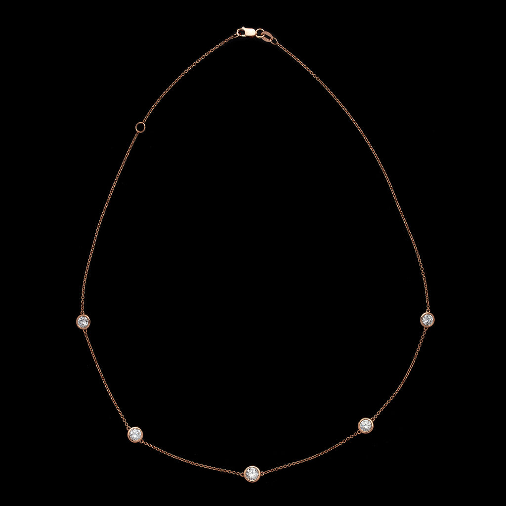 18kt Rose Gold Adjustable Diamonds By The Yard Necklace