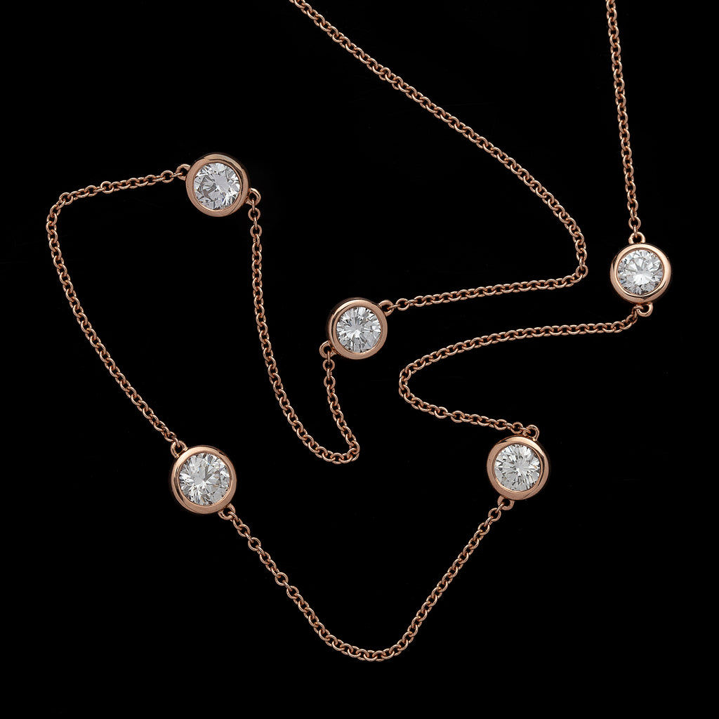 18kt Rose Gold Adjustable Diamonds By The Yard Necklace