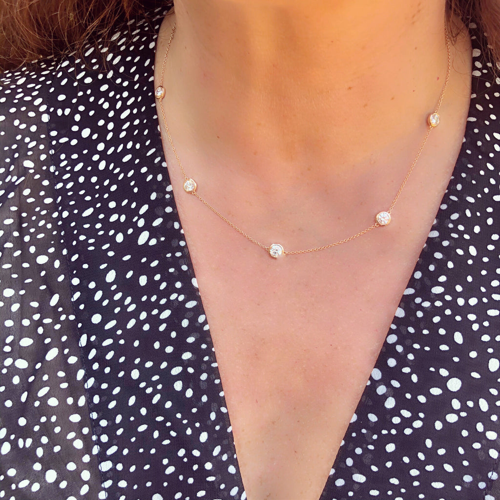 18kt Rose Gold Adjustable Diamonds By The Yard Necklace
