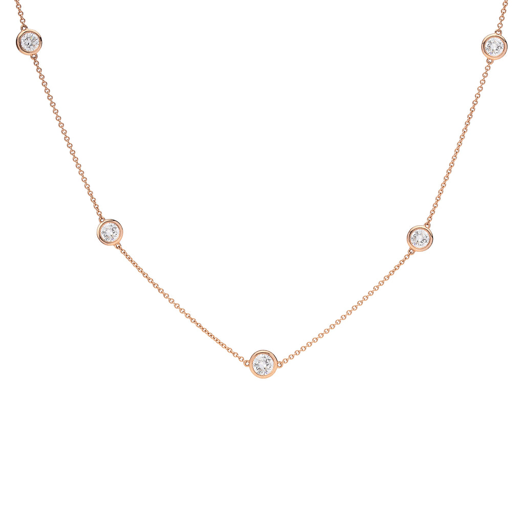 18kt Rose Gold Adjustable Diamonds By The Yard Necklace