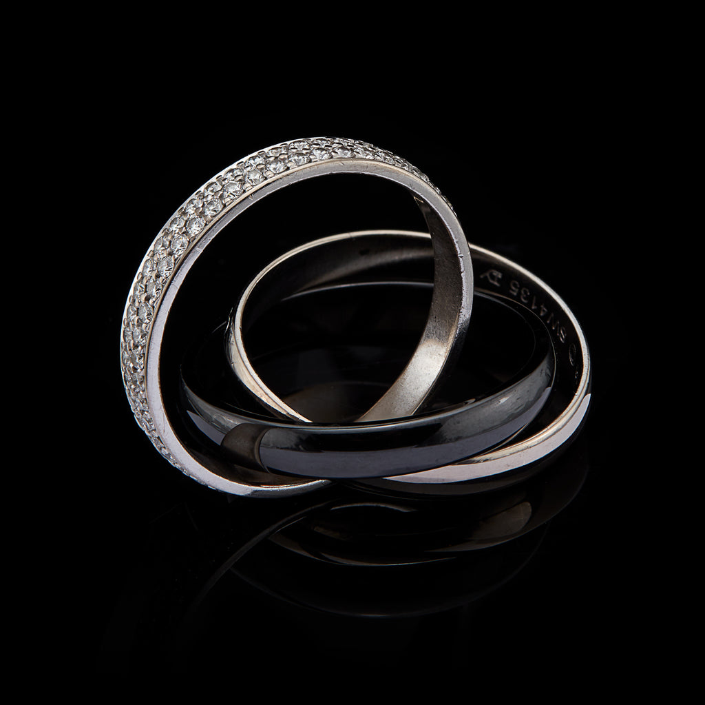 Cartier Diamond & Ceramic Trinity Ring