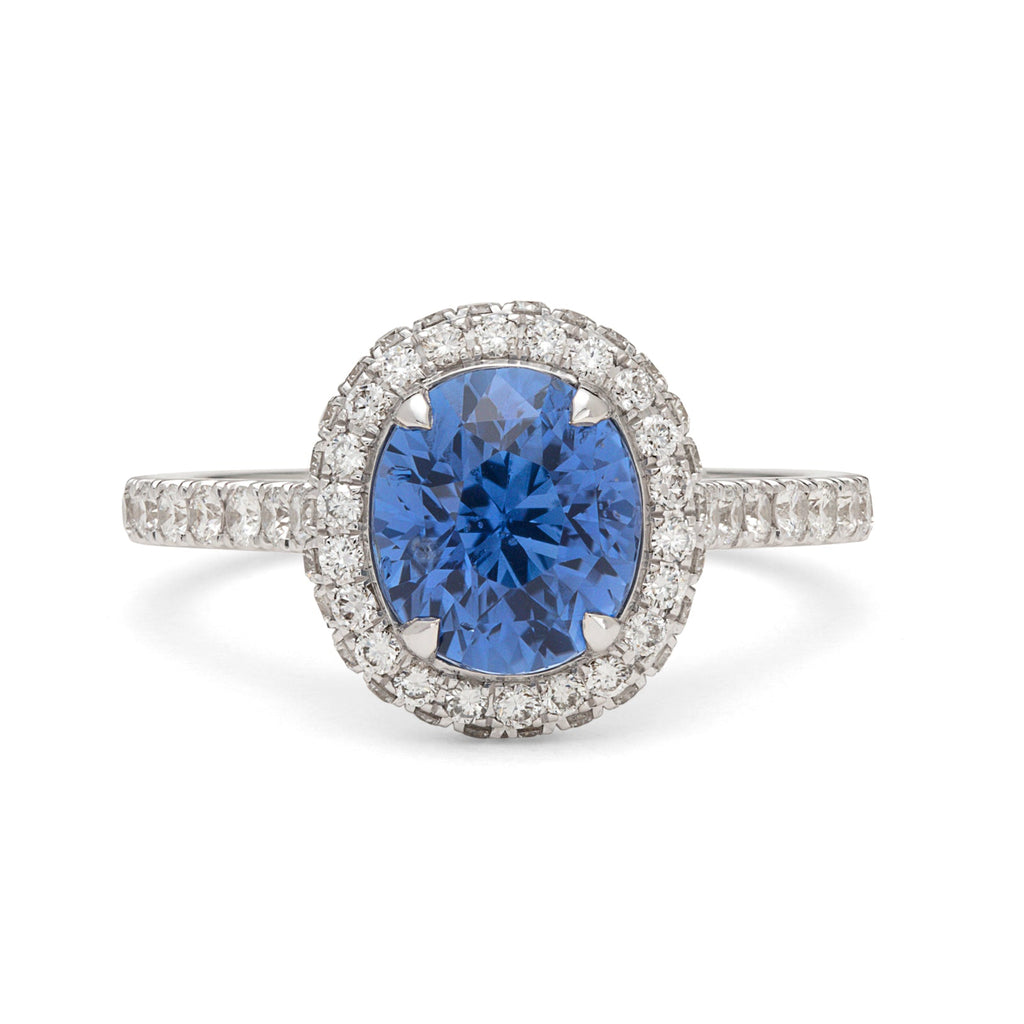 Unheated Violet Blue Sapphire & Diamond Ring
