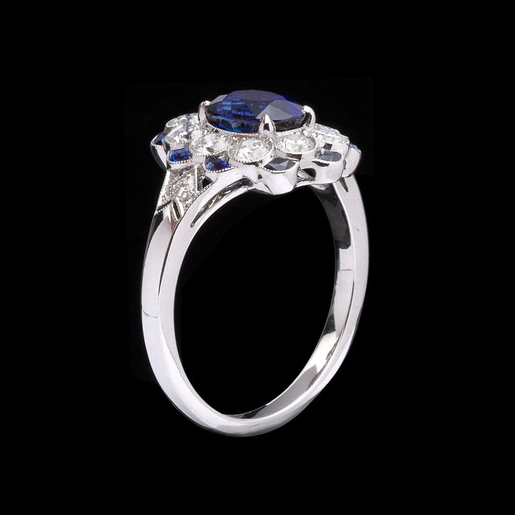 Art Deco Style Sapphire and Diamond Ring