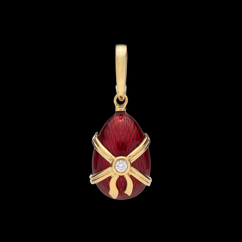 Modern Faberge Enamel & Diamond Egg Pendant