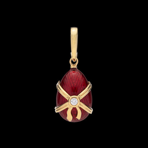 Modern Faberge Enamel & Diamond Egg Pendant