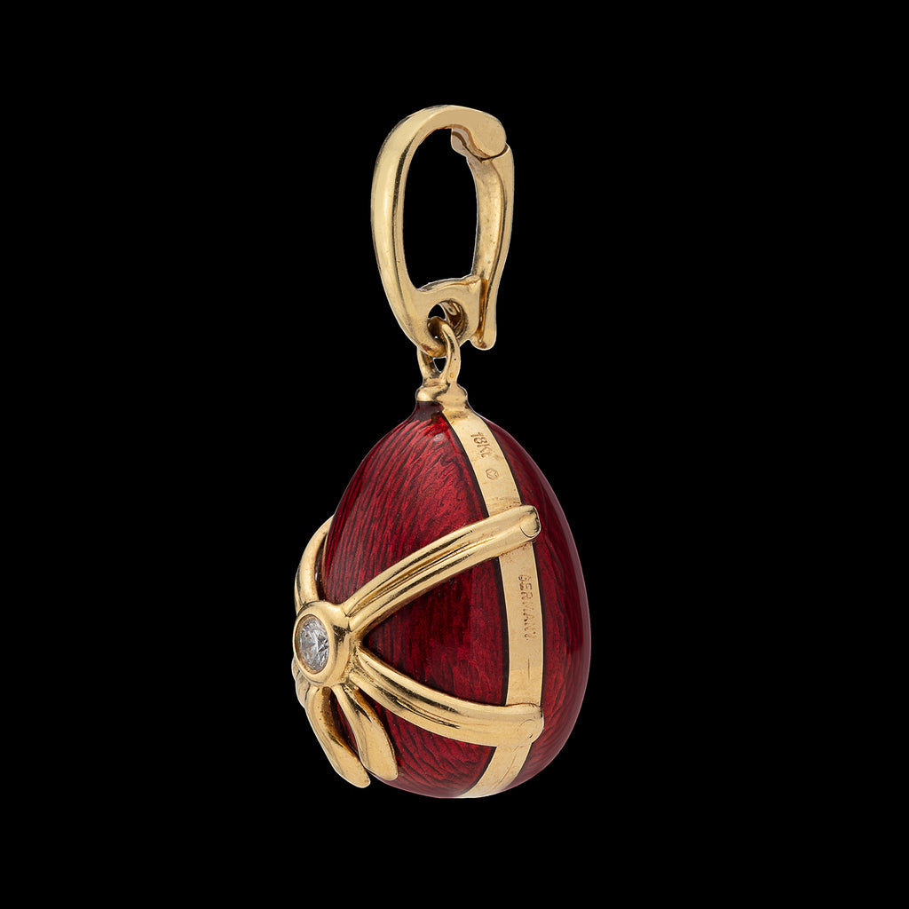 Modern Faberge Enamel & Diamond Egg Pendant