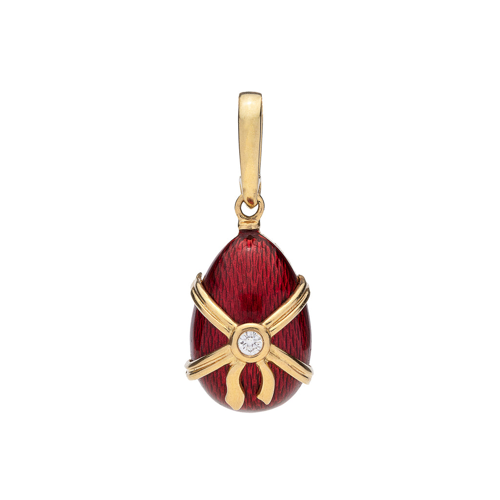 Modern Faberge Enamel & Diamond Egg Pendant