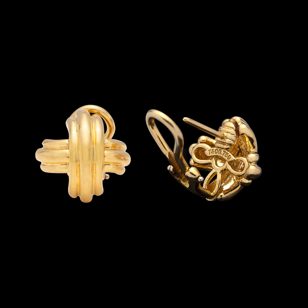 Tiffany & Co. 18k Gold 'X'' Motif Earrings