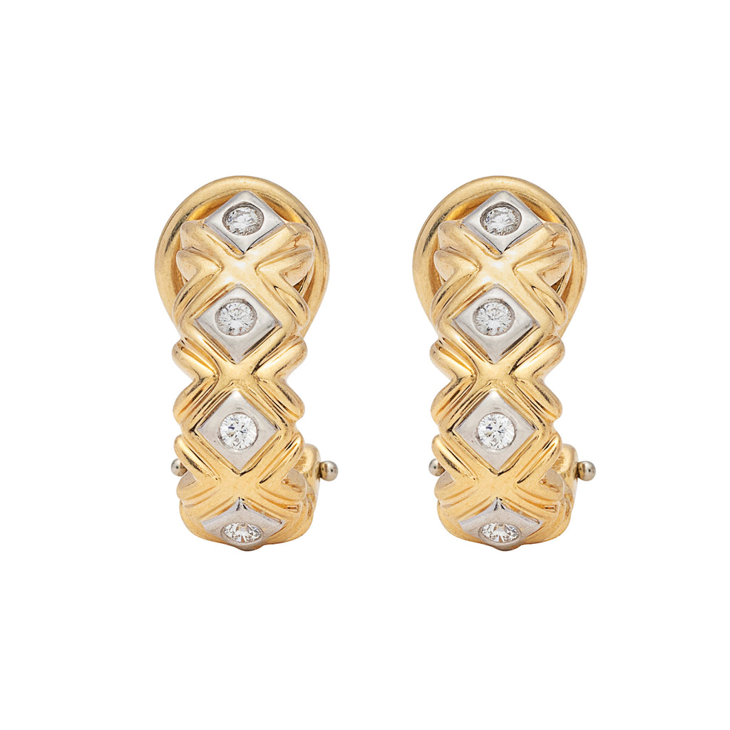 Tiffany & Co. Diamond J-Hoop Earrings