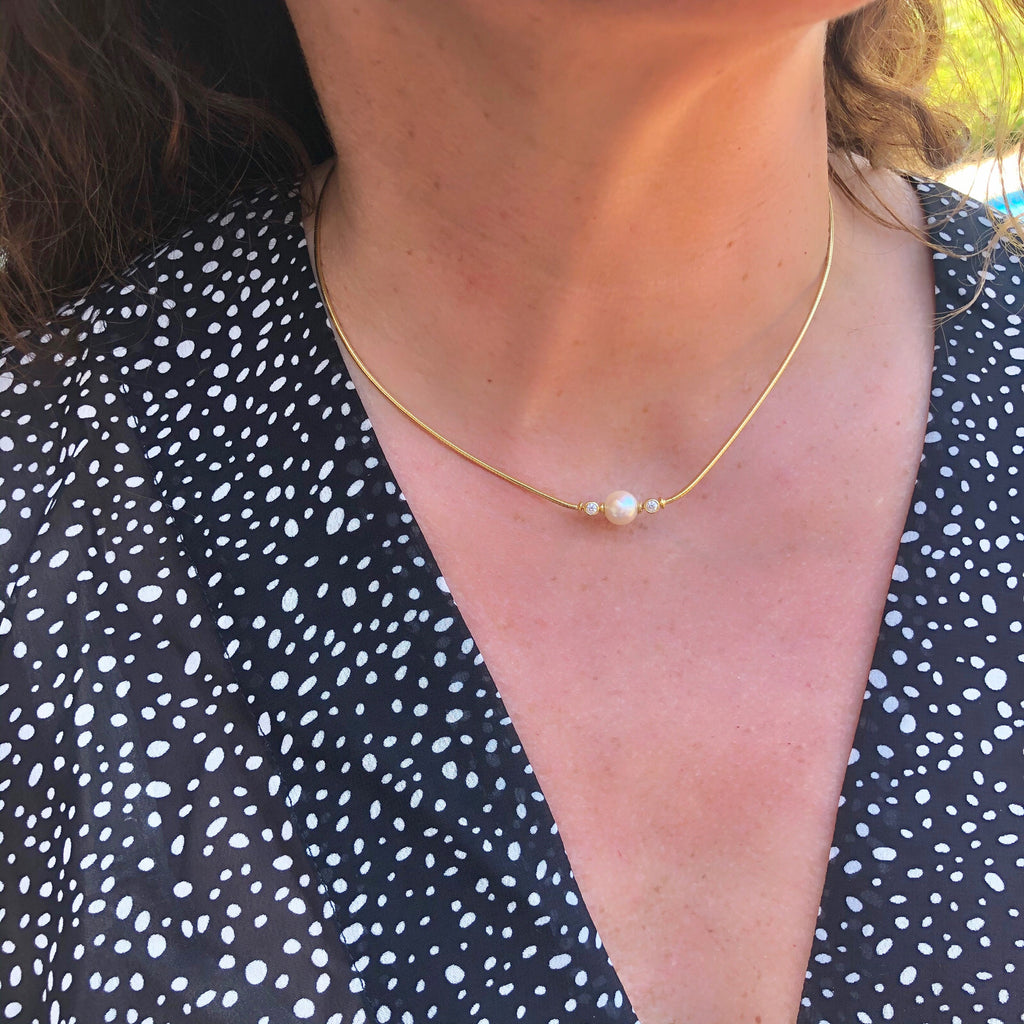 Mikimoto Cultured Pearl & Diamond Necklace