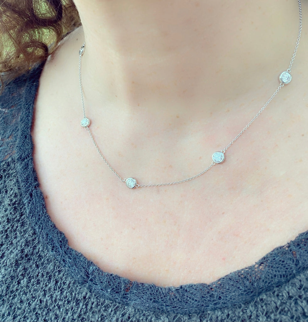 Impressive 18k White Gold Diamonds By The Yard Necklace