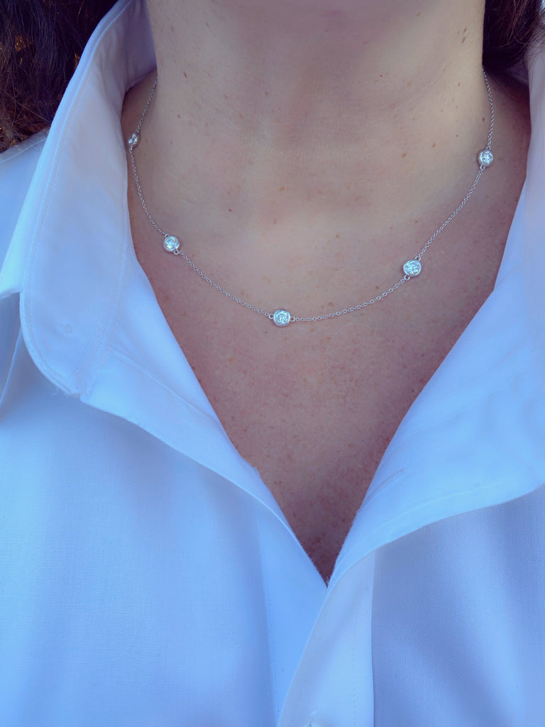 Impressive 18k White Gold Diamonds By The Yard Necklace