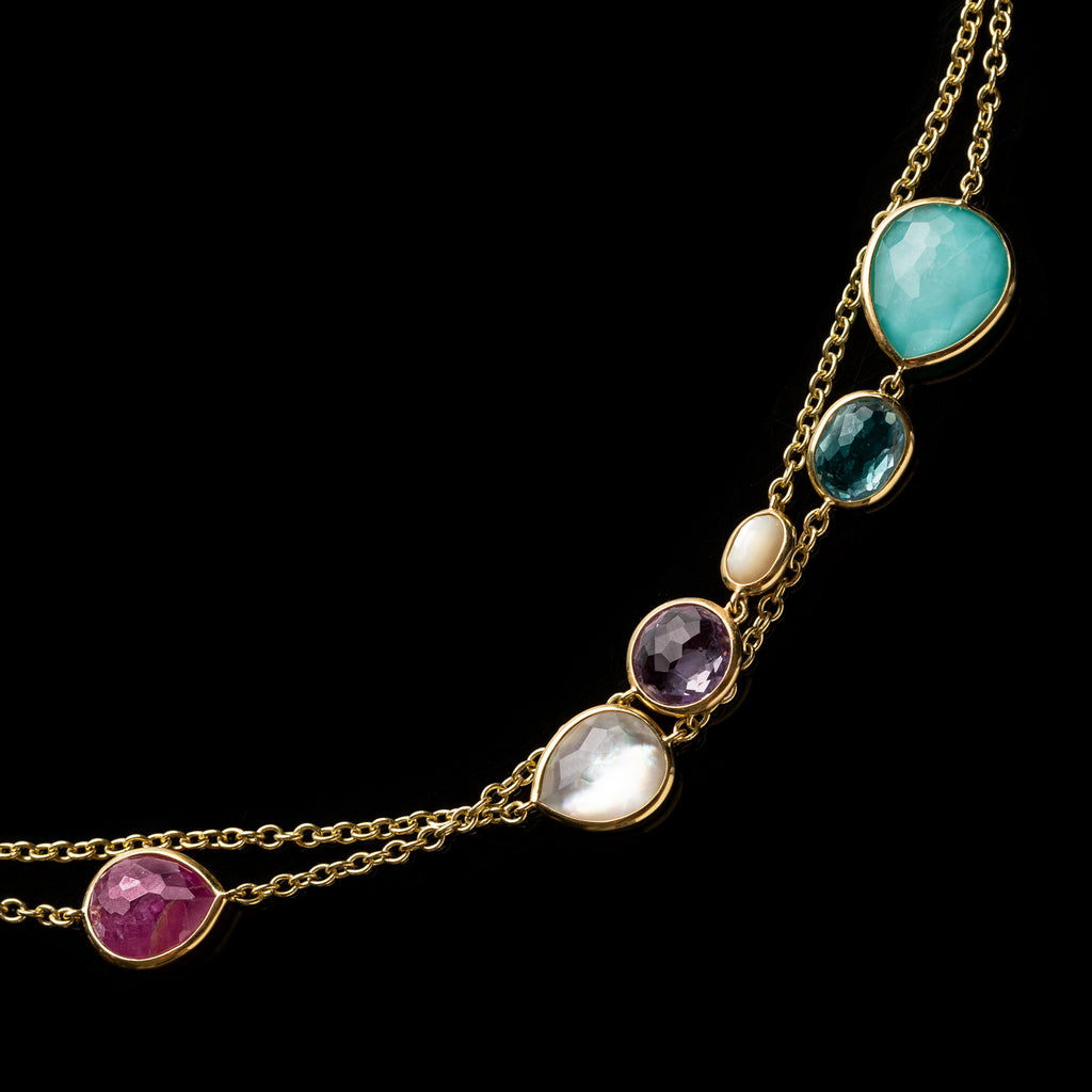 Ippolita Rock Candy Multi Shape Station Necklace in 18K Gold