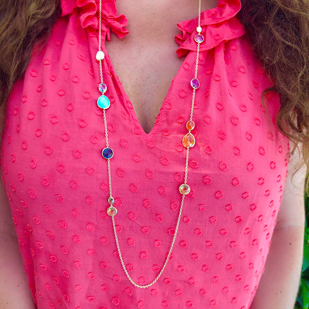 Ippolita Rock Candy Multi Shape Station Necklace in 18K Gold