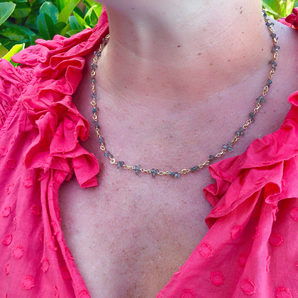 Dominique Cohen Green Sapphire Briolette Mini Buddha Link Necklace