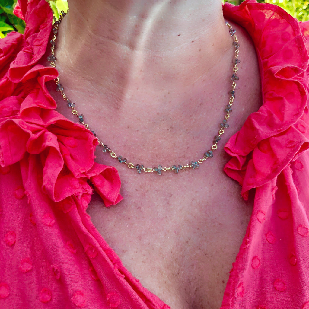 Dominique Cohen Green Sapphire Briolette Mini Buddha Link Necklace