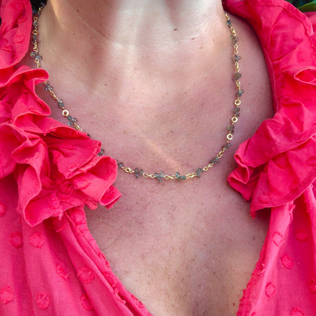 Dominique Cohen Green Sapphire Briolette Mini Buddha Link Necklace