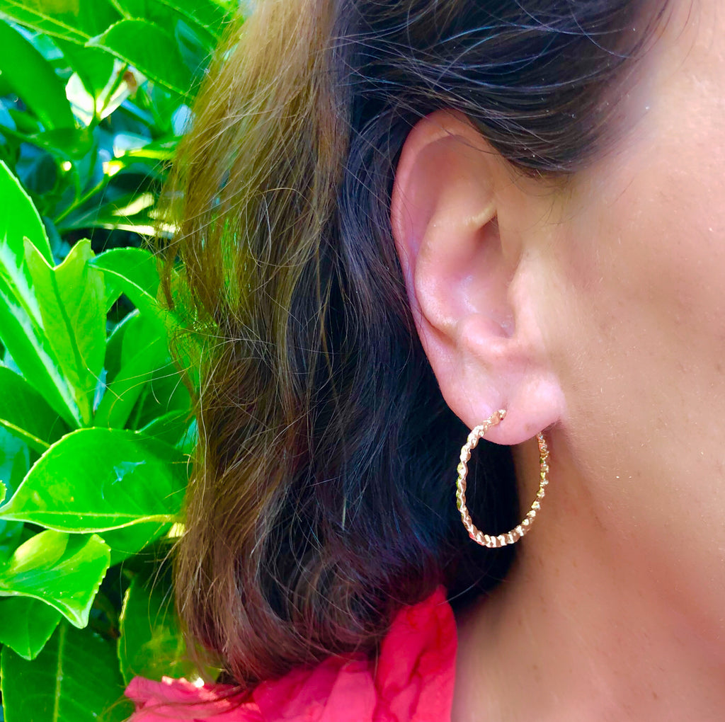Textured Rose Gold Hoop Earrings