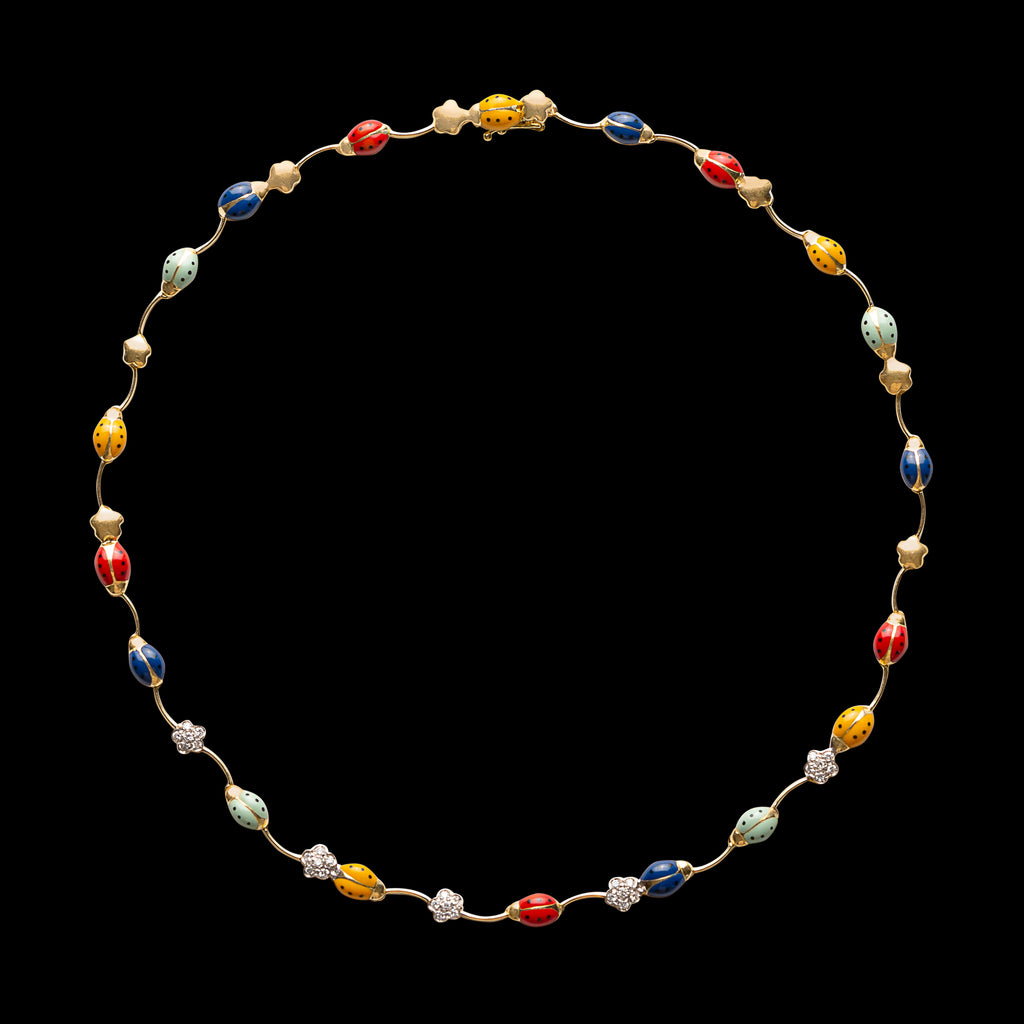 18kt Enamel and Diamond Ladybug Necklace by Aaron Basha