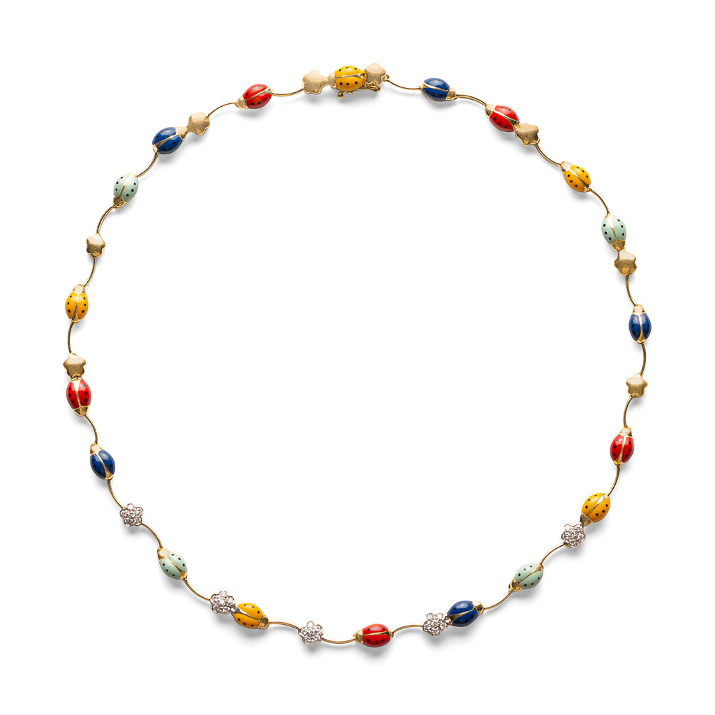 18kt Enamel and Diamond Ladybug Necklace by Aaron Basha
