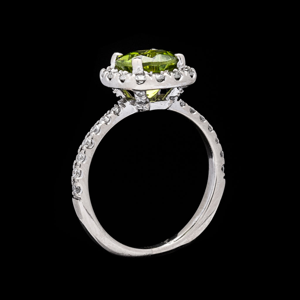 Peridot & Diamond White Gold Ring