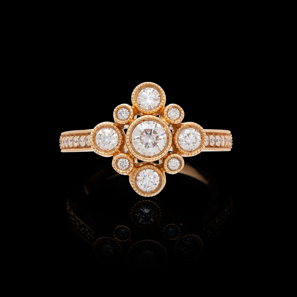 Hans D. Krieger Diamond & 18k Rose Gold Ring
