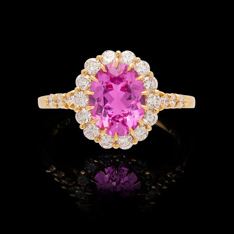 Alexander Reza Natural Unheated Pink Sapphire & Diamond Ring