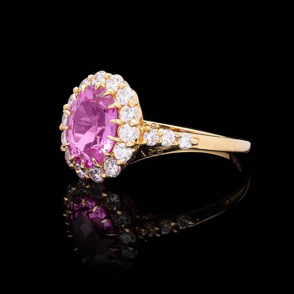 Alexander Reza Natural Unheated Pink Sapphire & Diamond Ring