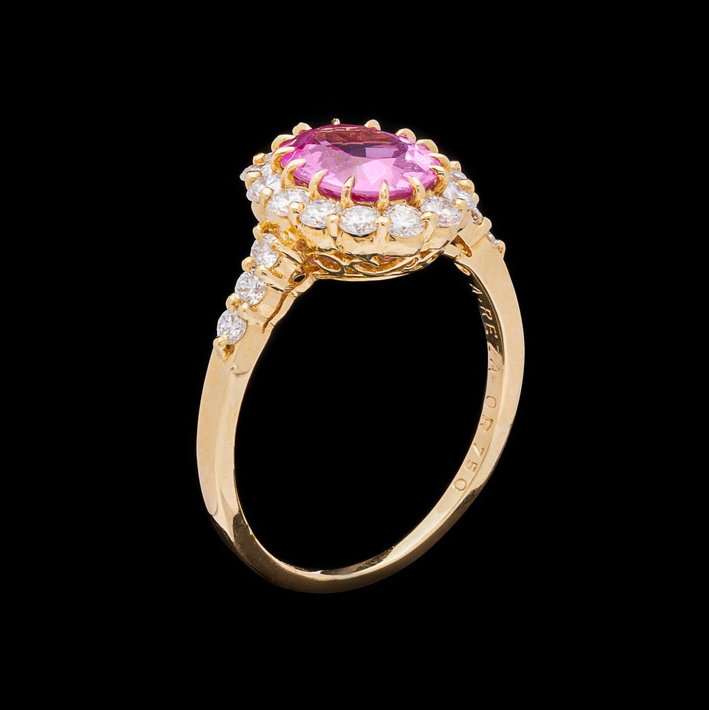 Alexander Reza Natural Unheated Pink Sapphire & Diamond Ring
