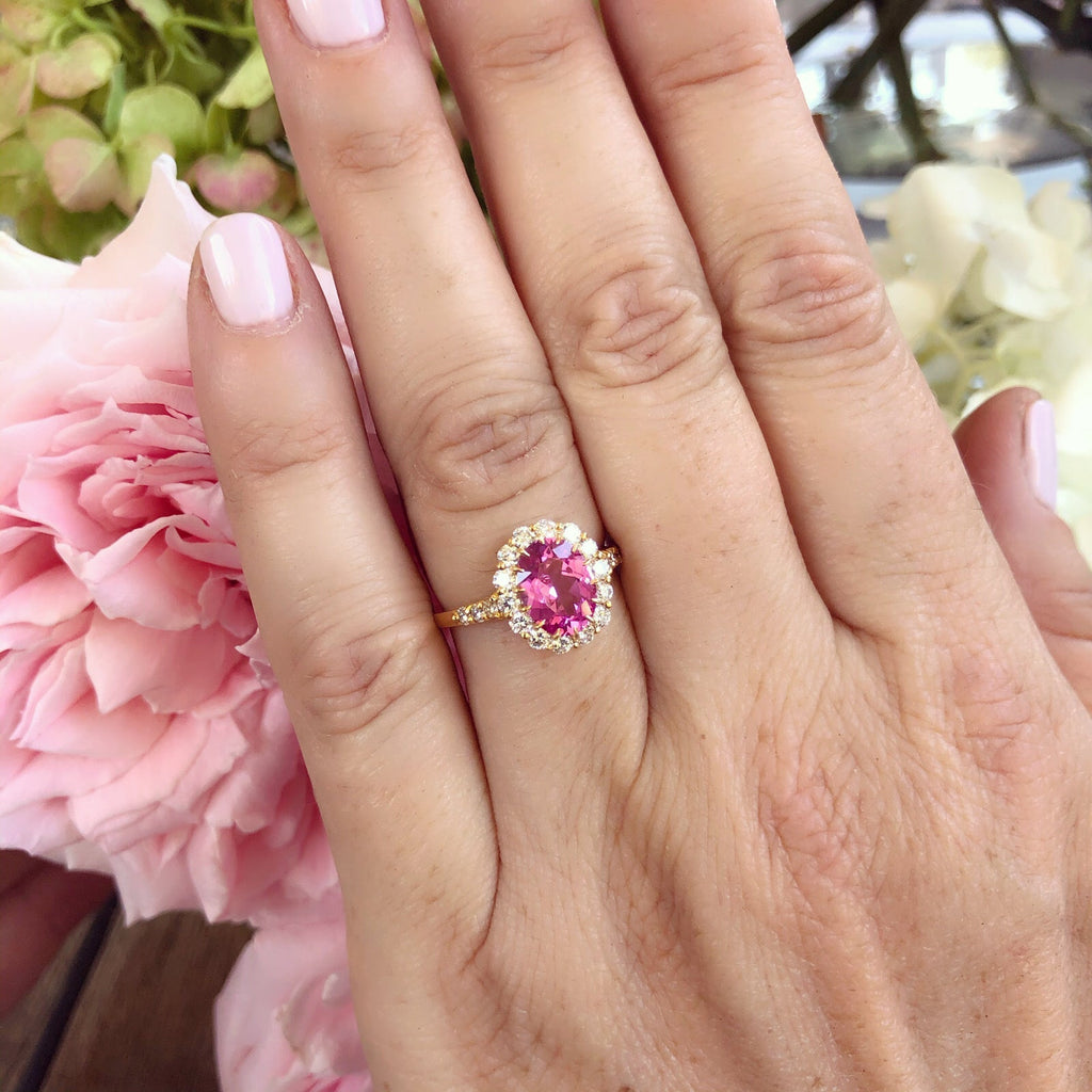 Alexander Reza Natural Unheated Pink Sapphire & Diamond Ring