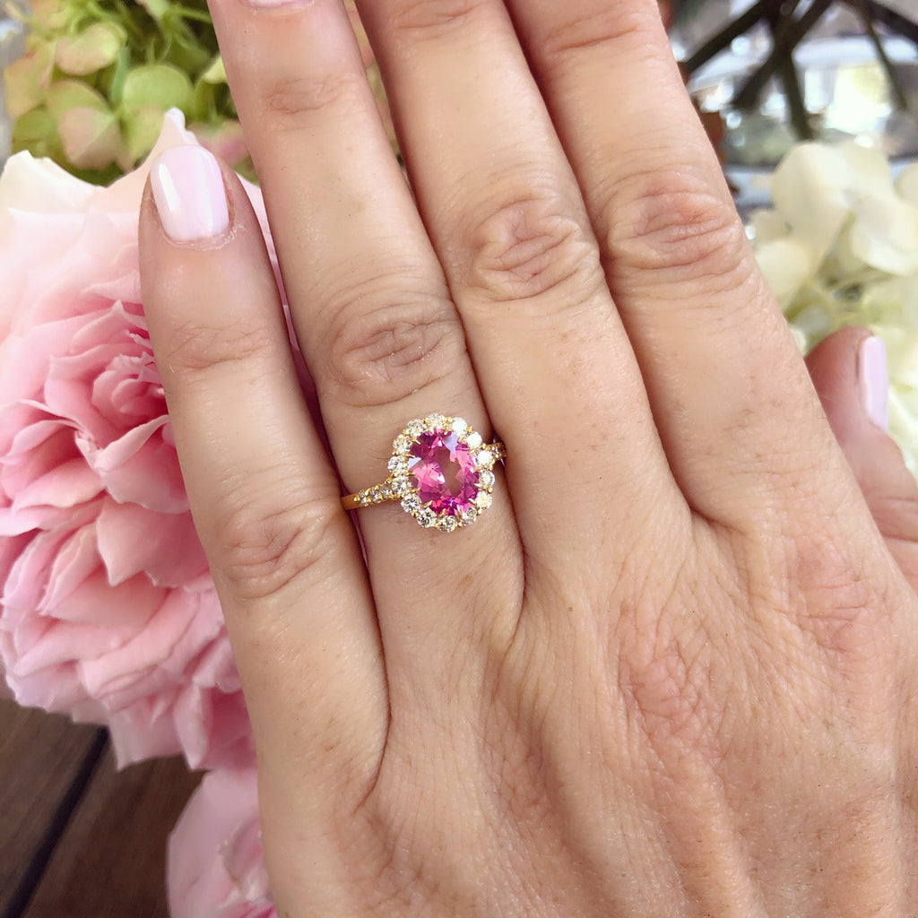 Alexander Reza Natural Unheated Pink Sapphire & Diamond Ring
