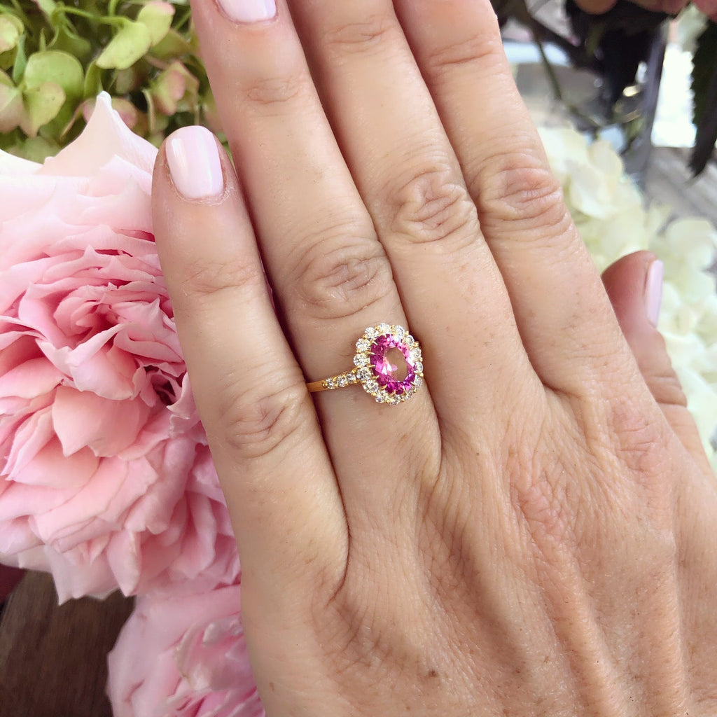Alexander Reza Natural Unheated Pink Sapphire & Diamond Ring