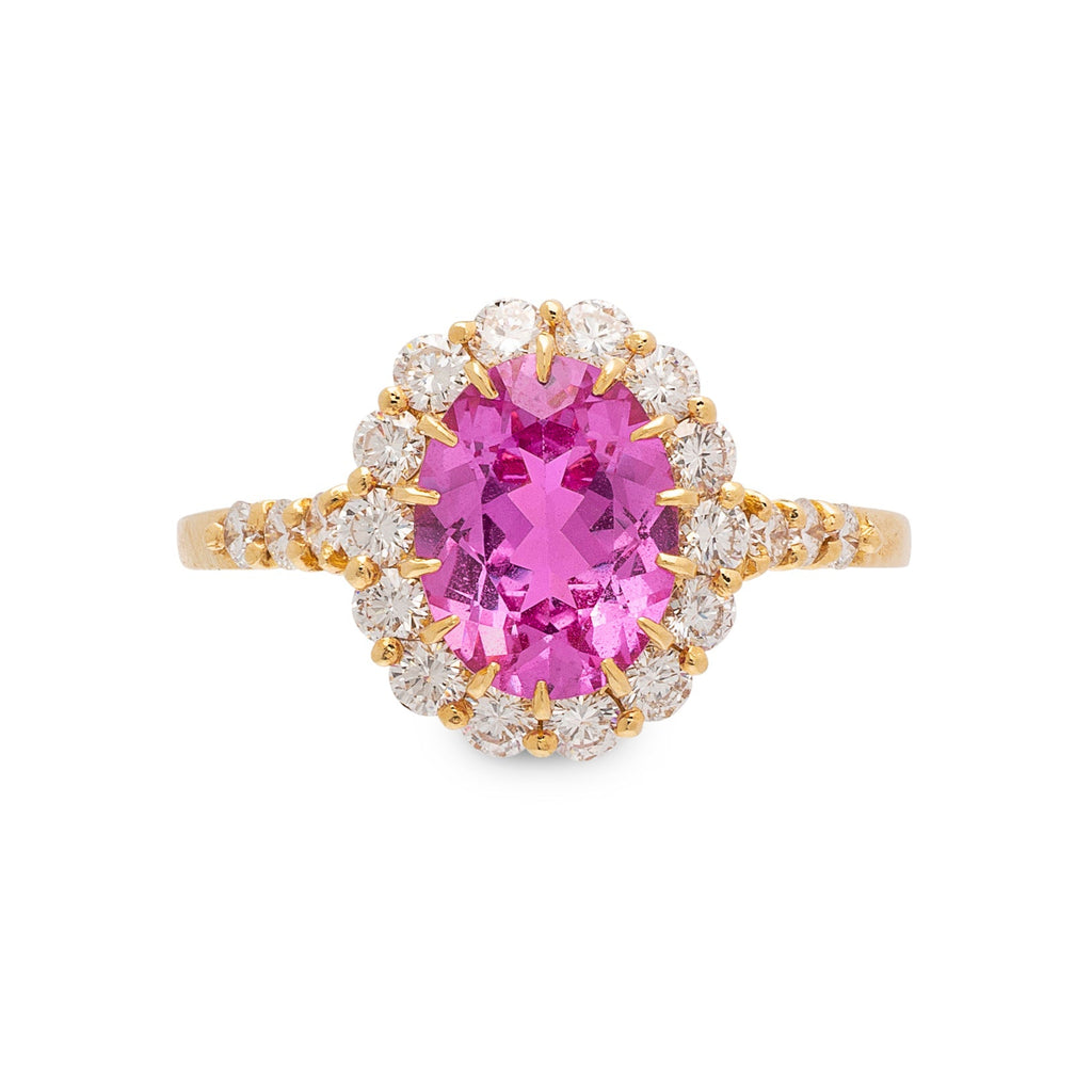 Alexander Reza Natural Unheated Pink Sapphire & Diamond Ring