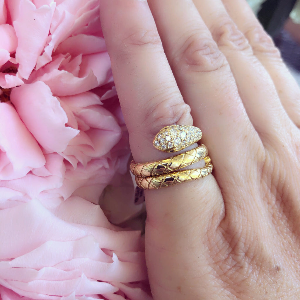 Temple St. Clair Diamond & Gold Snake Ring
