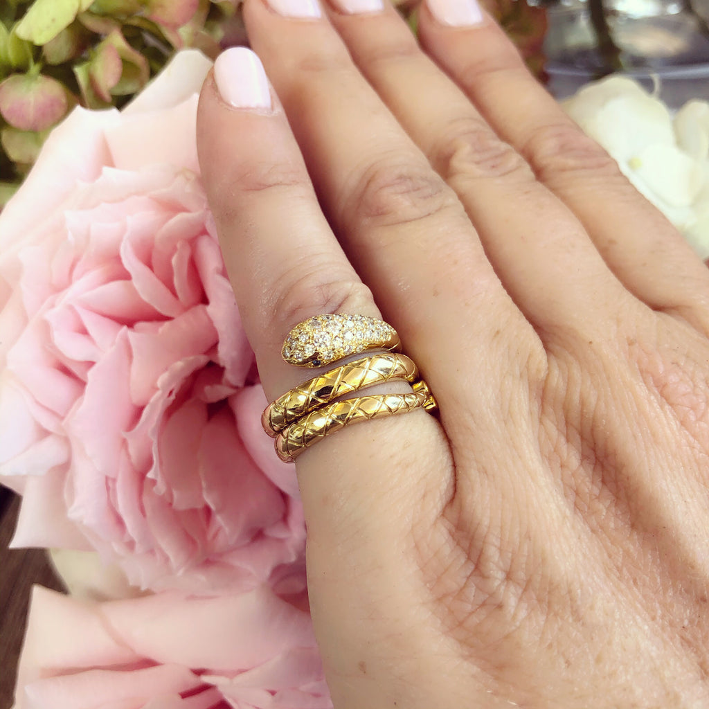 Temple St. Clair Diamond & Gold Snake Ring