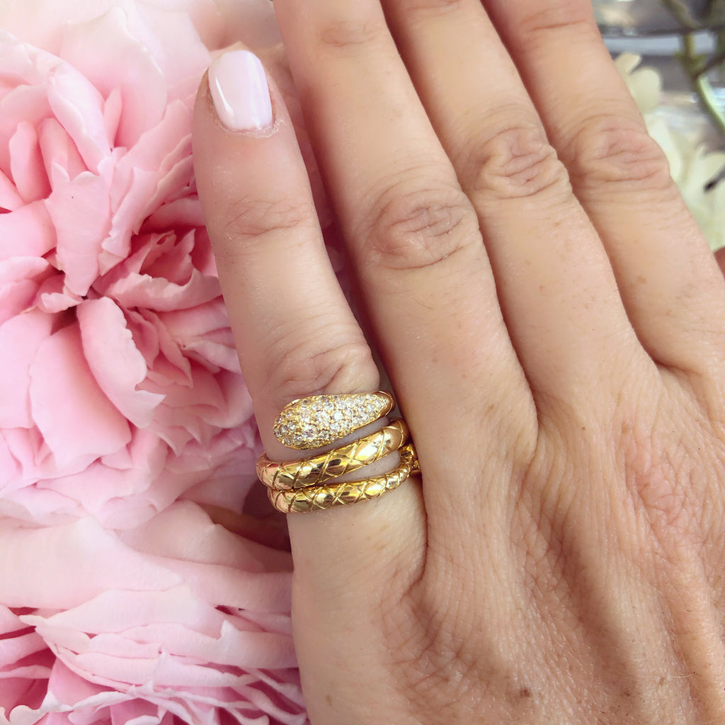 Temple St. Clair Diamond & Gold Snake Ring