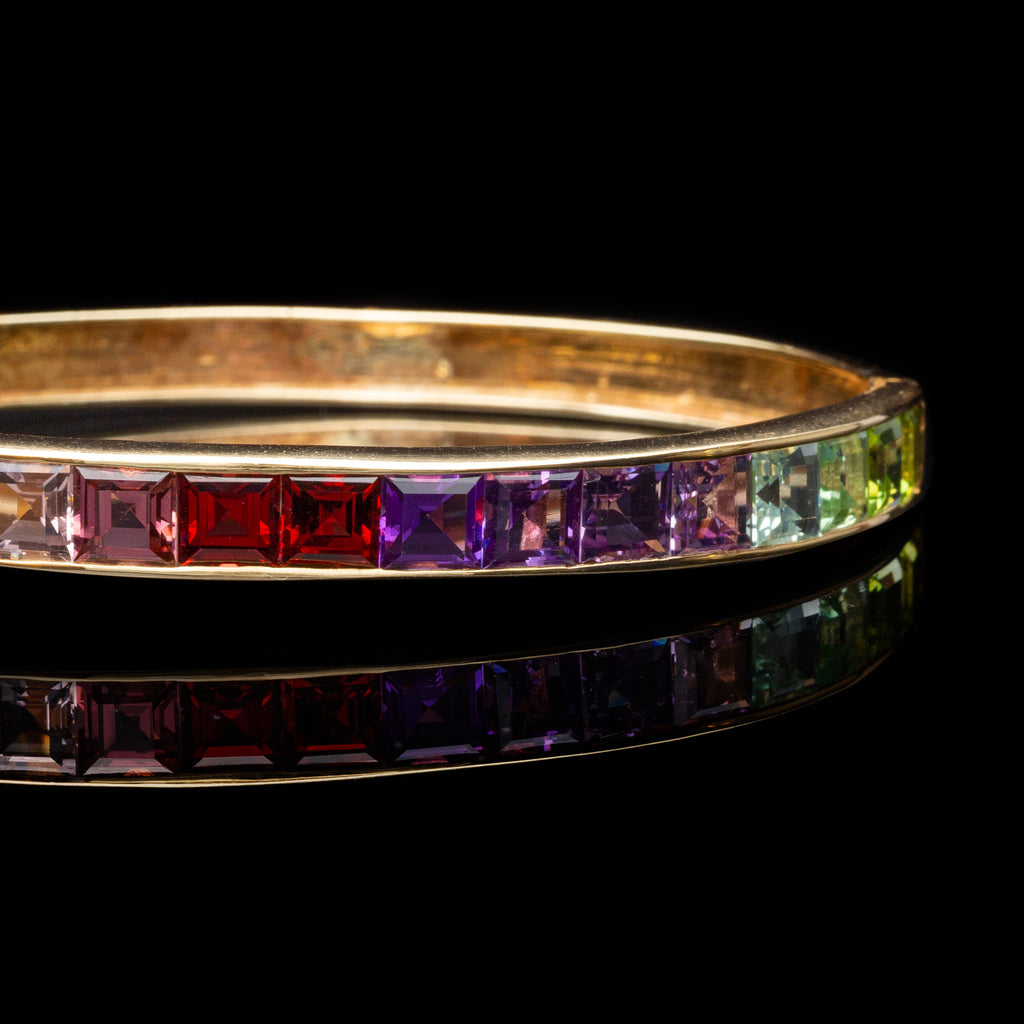Multi Gem Set & Yellow Gold Rainbow Bracelet