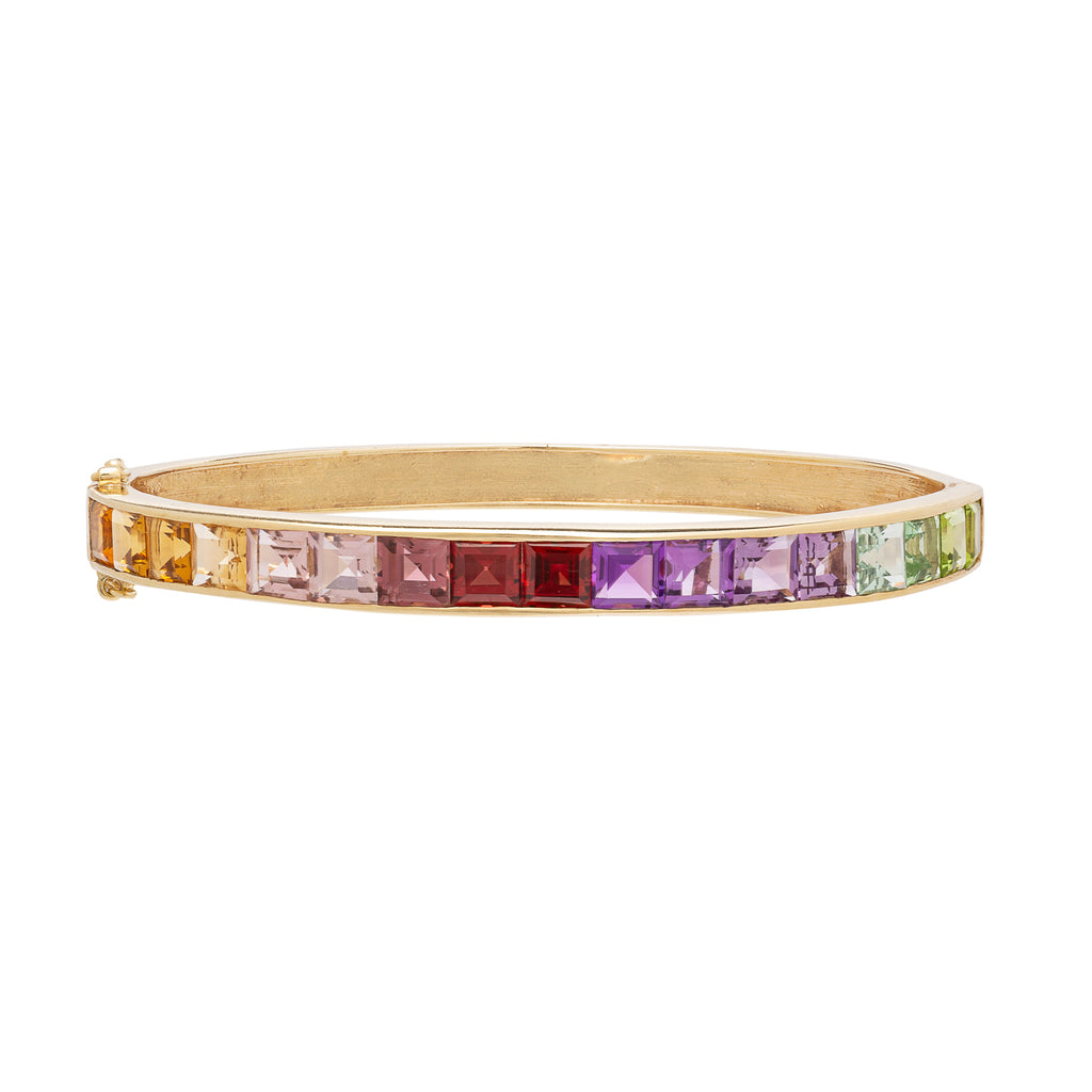 Multi Gem Set & Yellow Gold Rainbow Bracelet