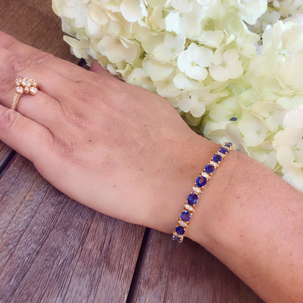 Sapphire & Diamond Line Bracelet