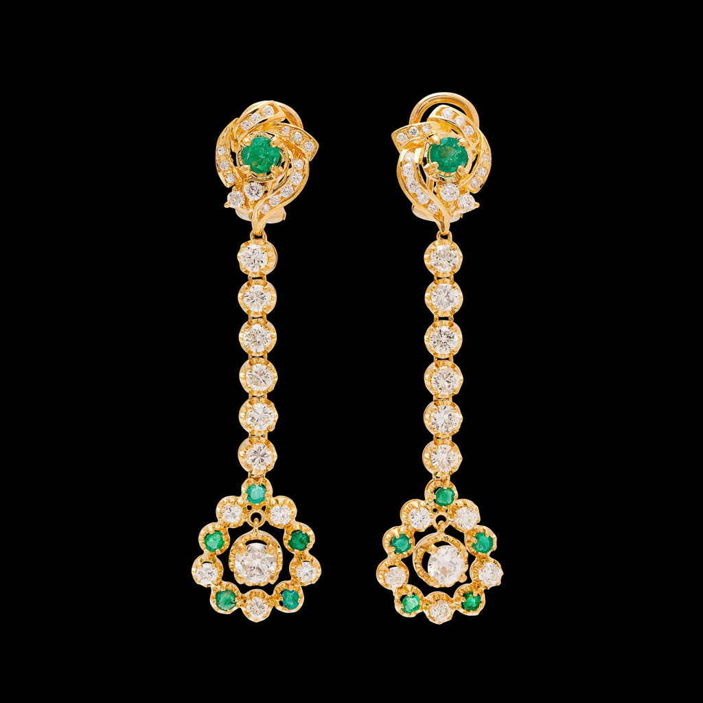 Diamond & Emerald Pendant Earrings