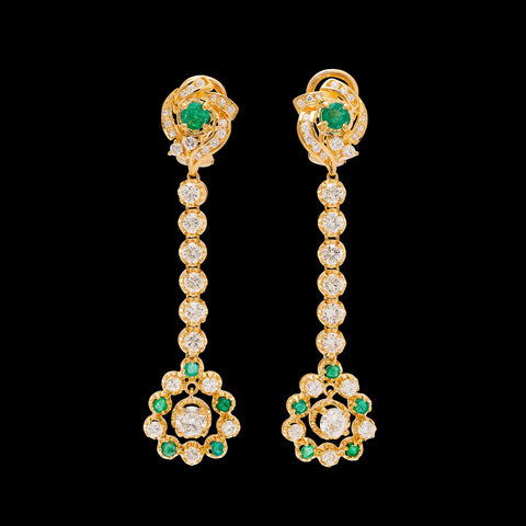 Diamond & Emerald Pendant Earrings