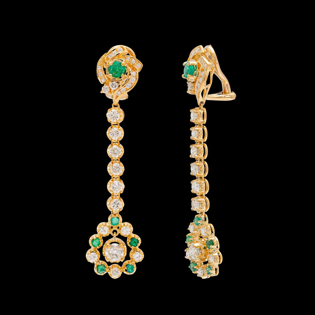 Diamond & Emerald Pendant Earrings