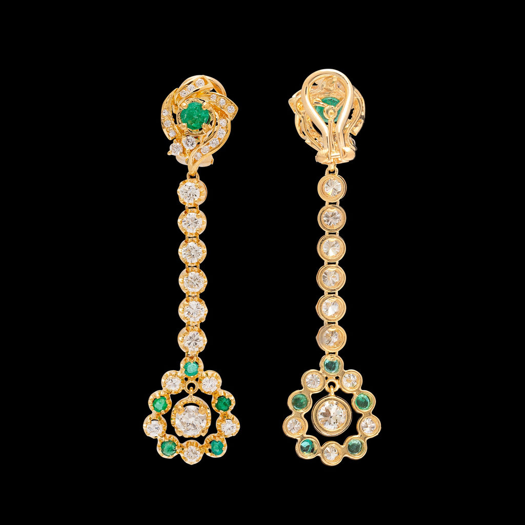 Diamond & Emerald Pendant Earrings