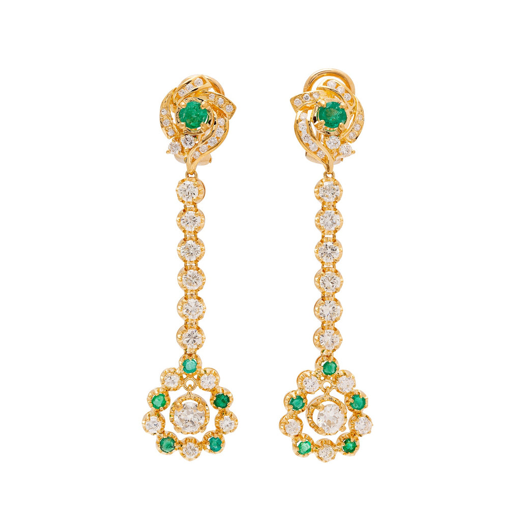 Diamond & Emerald Pendant Earrings