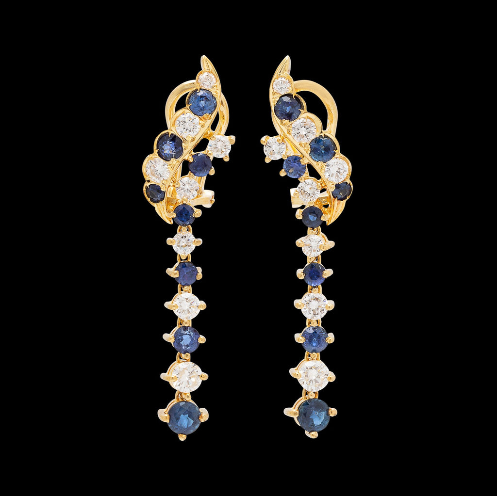 Sapphire & Diamond 18k Gold Earrings