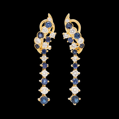 Sapphire & Diamond 18k Gold Earrings