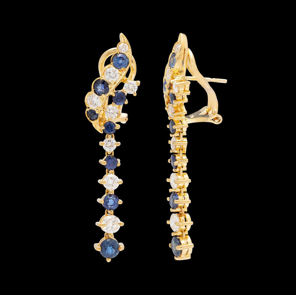 Sapphire & Diamond 18k Gold Earrings
