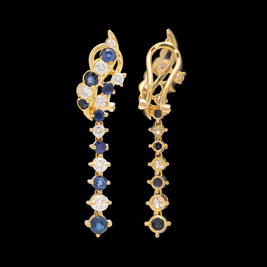 Sapphire & Diamond 18k Gold Earrings
